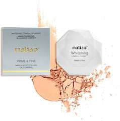 Maliao Whitening Compact Powder | Prime & Fine Makeup Effect | Long-Lasting Oil Control | Smooth Finish | Lightweight Formula | Ideal for All Skin Types Maliao