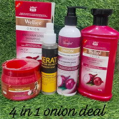 Onion 4-in-1 Hair and Skin Care Deal – Shampoo, Hair Mask, Face Wash Cosmia.pk