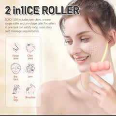 2-in-1 W+V Shaped Face Roller & Cool Ice Body Massager Cosmia.pk