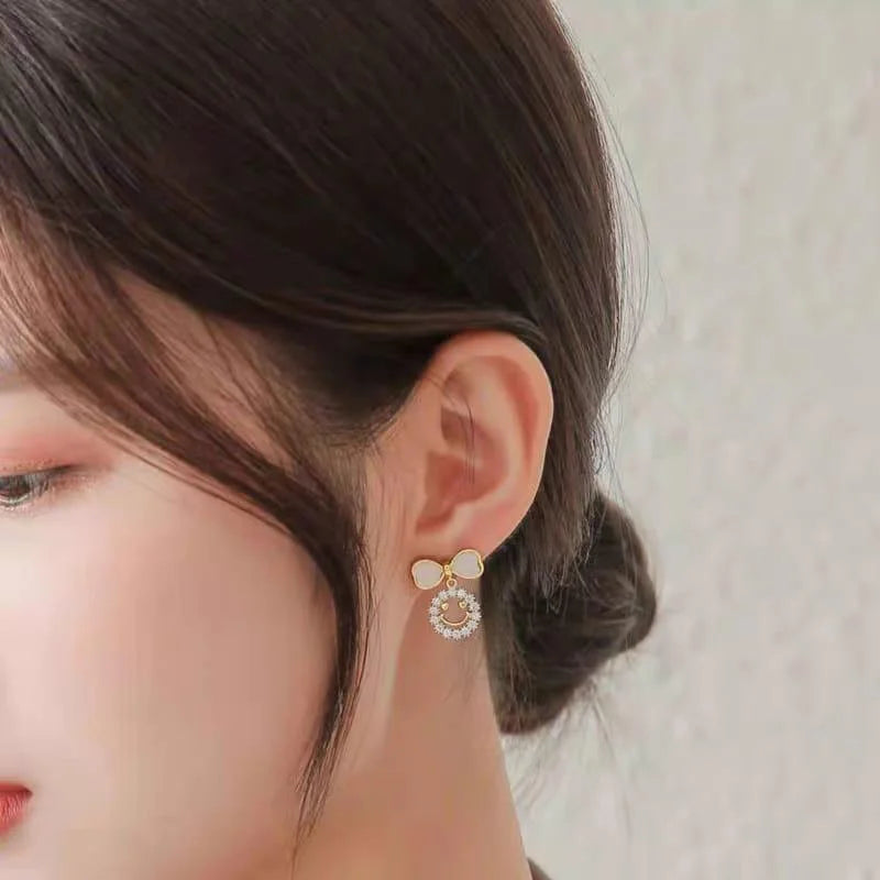 Elegant Bow Hollow Circle Drop Earrings – Each Cosmia