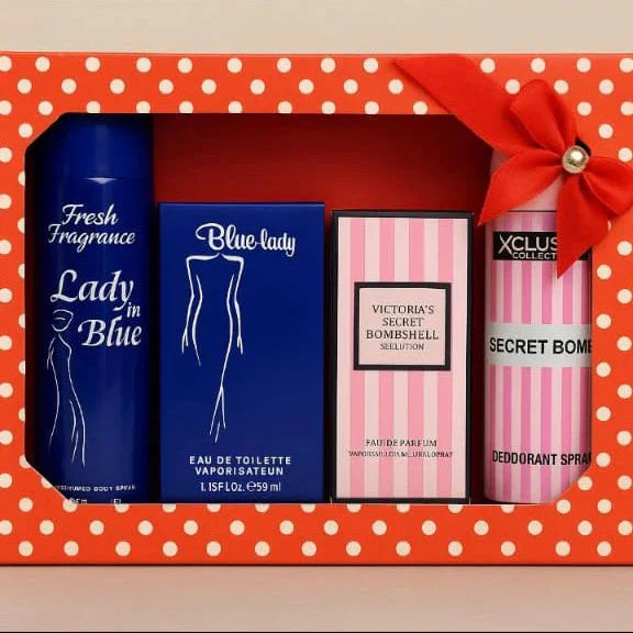 Perfume Gift Pack – Blue Lady & Secret Bombshell Fragrance Combo (4 Pcs Set) Cosmia