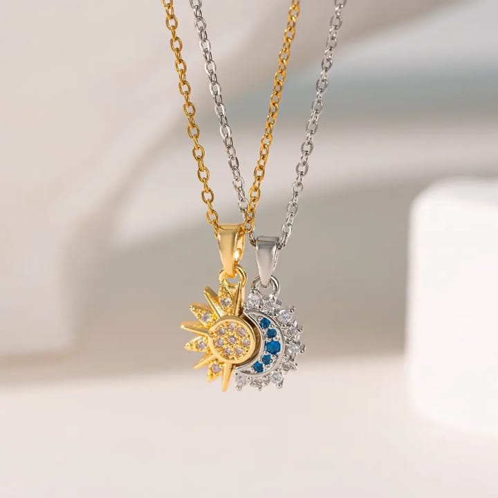 New Stainless Steel Magnetic Sun Moon Couple Locket Cosmia