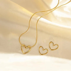 Heart Shaped Stainless Steel Chain & Earrings Set Cosmia