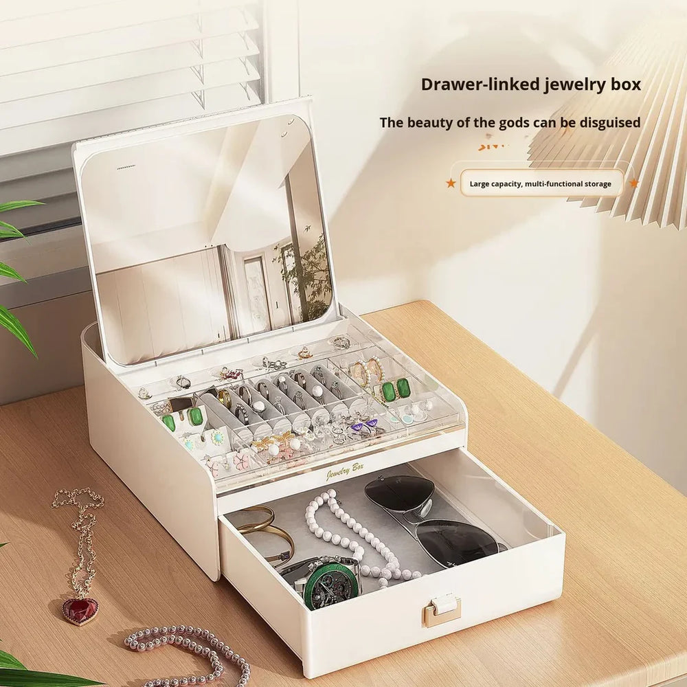 Elegant Jewelry Box Organizer with Built-in Mirror – Perfect Cosmia.pk