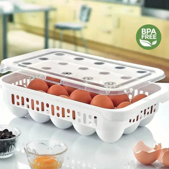 15 Grids Egg Tray Storage Container Organizer Holder With Lid - Each Cosmia.pk