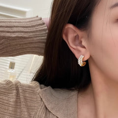 Mini Pearl Hoops Earrings Golden & Silver - Each Cosmia.pk