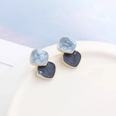 Double Square Geometric Stud Earrings - Each Cosmia.pk