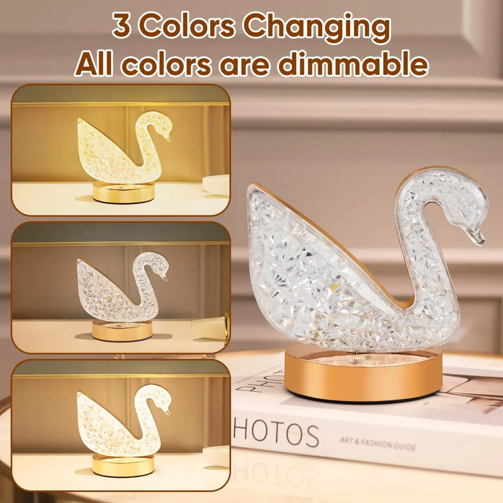 Crystal Swan Table Lamp 3 light Mode Cosmia.pk