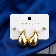 Gold-Plated Chunky Teardrop Earrings Cosmia.pk