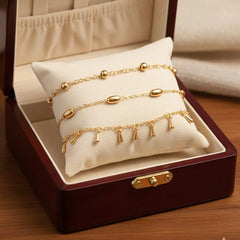 Gold plated 3 line anklet plus Bracelet Cosmia