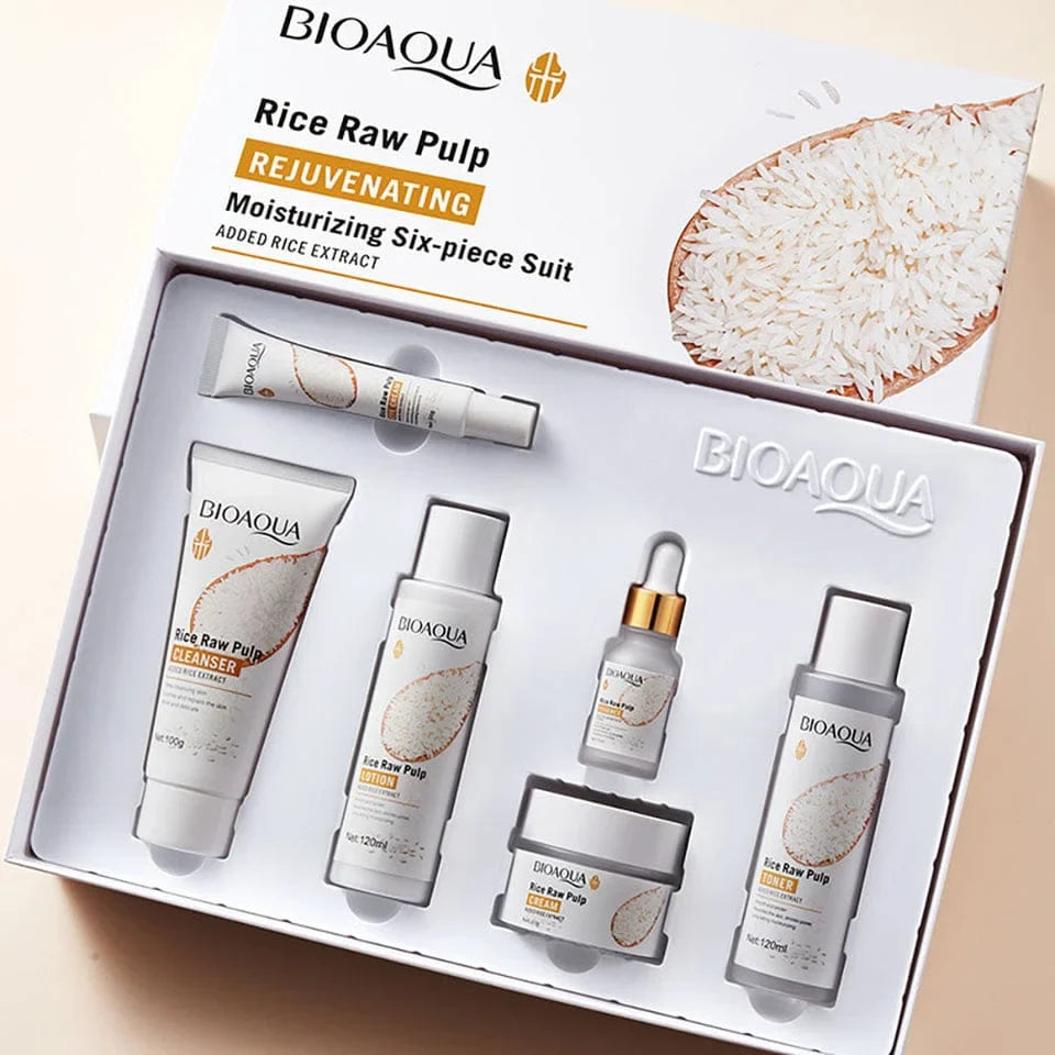 Bioaqua Rice Raw Pulp Rejuvenating & Moisturizing - Six Piece Suit Kit Bioaqua