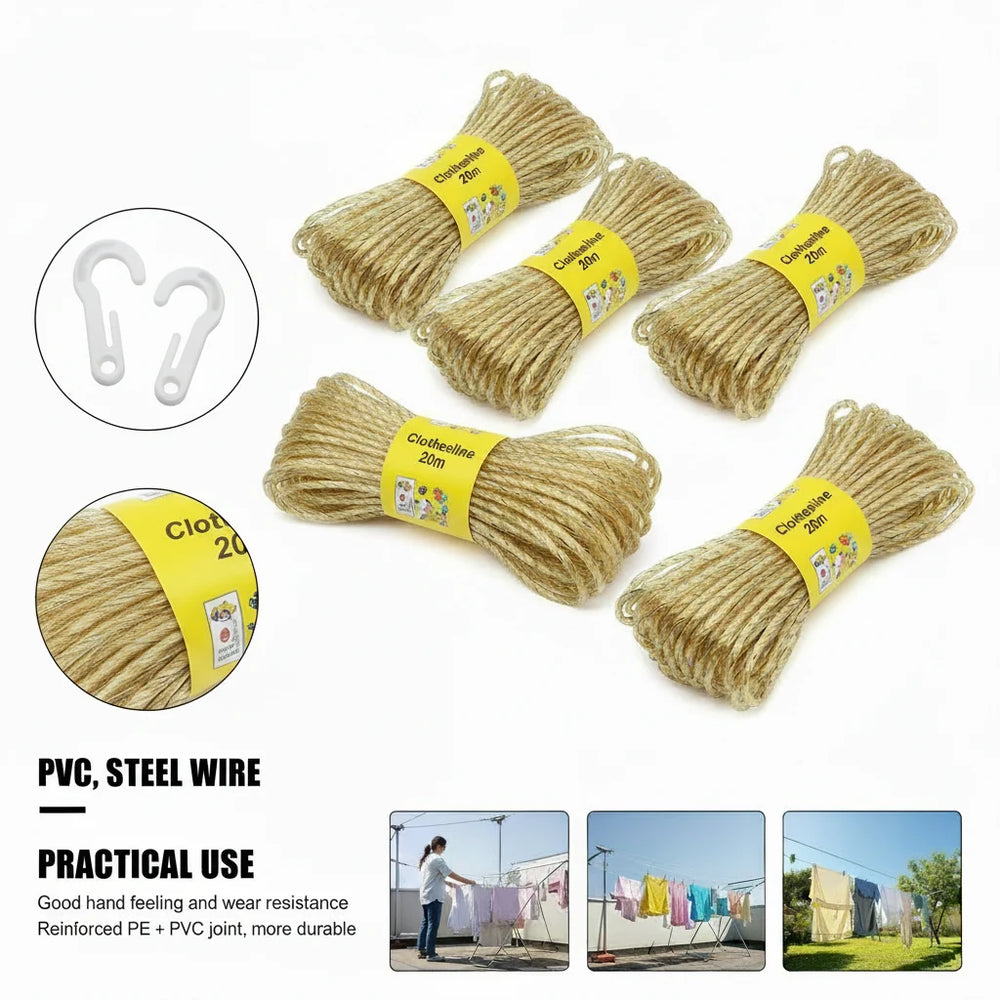 20 Meter Heavy-Duty Steel Core PVC Coated Clothesline - Each Cosmia.pk