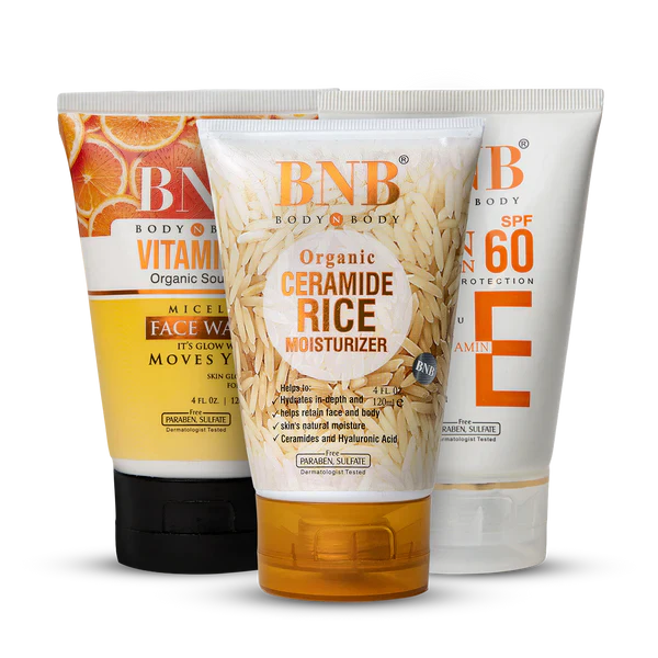BNB Winter Glow Trio (Vitamin C Facewash 120ml + Vitamin E SPF 120ml+ Rice Extract Moisturizer 120ml) BnB