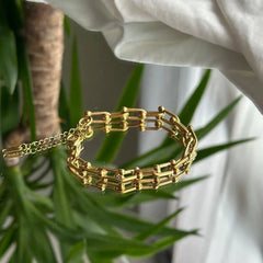 Yellow Gold Hard Wear Medium Link Stainless Bracelet Cosmia