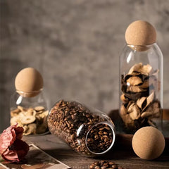 Cork Ball Glass Storage Tank Sealed Transparent Jars Pack of 3 Cosmia.pk
