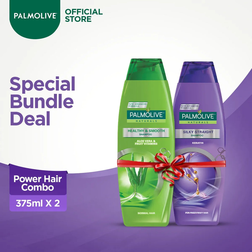 Palmolive Power Hair Combo – Healthy & Smooth + Silky Straight Shampoo - 2 × 375 ml Palmolive