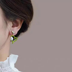 French White Flower Tulip Fruit Green Peach Heart Earring Cosmia