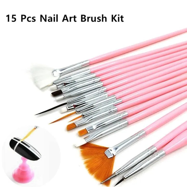 15 Pcs Nail Art Drawing Liner Brush Kit Cosmia.pk