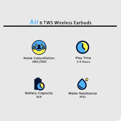 Air 6 TWS Wireless Earbuds - Each Air 6