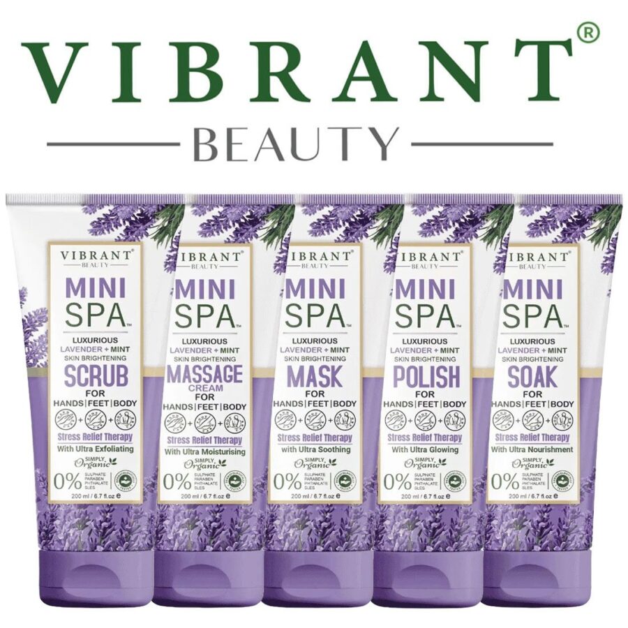 Vibrant Beauty Mini Spa Lavender + Mint Manicure Pedicure Kit - 200ml Vibrant Beauty