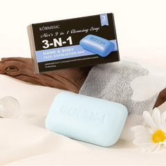 Kormesic Men’s 3-in-1 Cleansing Bar – Hand + Body + Face with Exfoliation Power KORMESIC