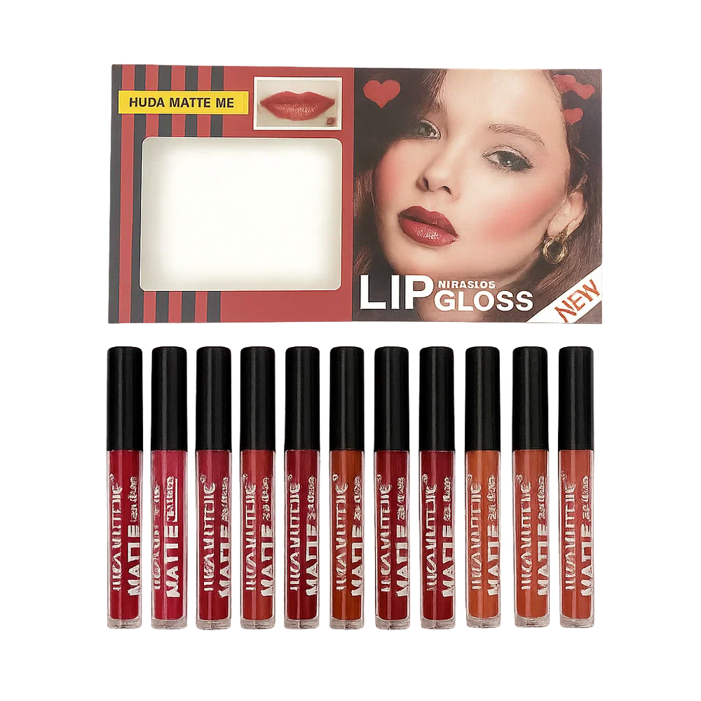Huda Matte me New Color Lip Gloss - 12 Pcs Huda Beauty
