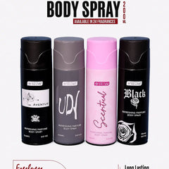 TEZN Body Spray - 4 Pcs - Each 200ml Aventus, Lady, Scentual, and Black. TEZN