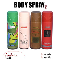 TEZN Body Spray – 4 Pcs Set - Romascent, Secret Diva, Sugaro, and D-Red Desire TEZN