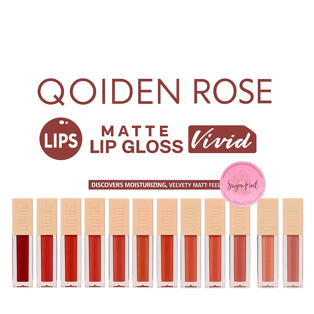 Qoiden Rose Matte Lipgloss - 12 Pcs Set Qoiden Rose