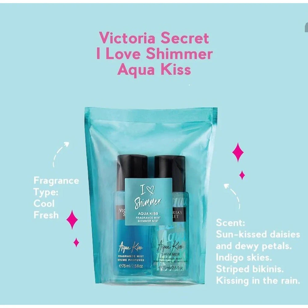 Victoria's Secret Aqua Kiss 2in1 Body Mist & Shimmer Mist (75ml Each) Victoria's Secret