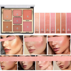 Miss Rose Blush, Highlight, Eyeshadow Palette - 7 Colors Miss Rose
