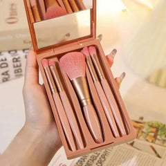 5 Pcs Mini Makeup Brush Set with Mirror & Protective Case Cosmia.pk