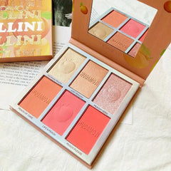 6 Color Hudamoji Bellini Blush + Highlighter Palette Huda Moji
