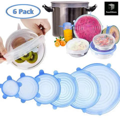 Silicone Lids Reusable Airtight Food Wrap - 6 Piece Cosmia.pk