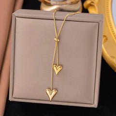 Stainless Steel Up and Down Heart Chain Cosmia