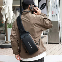 Men Anti Theft, USB Charging, Crossbody Short Travel Sling Bag Pack Cosmia.pk