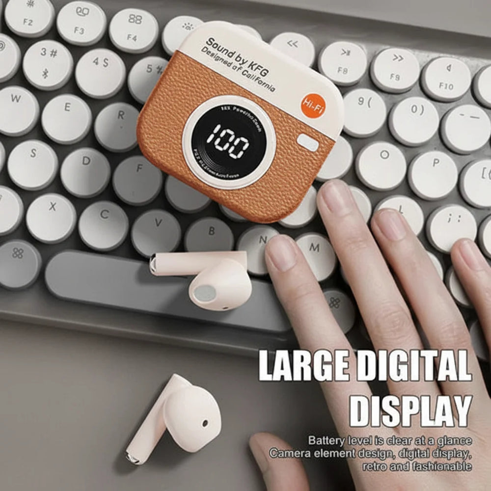 X73 Retro Camera Design TWS Wireless Earbuds Cosmia.pk