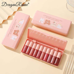 10Pcs Dragon Ranee A Beautiful And Happy Time Sexy Pearl Light Lip Gloss Set Dragon Ranee