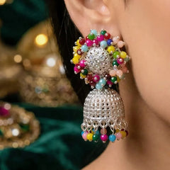 Silver Multi Color Jhumki Cosmia