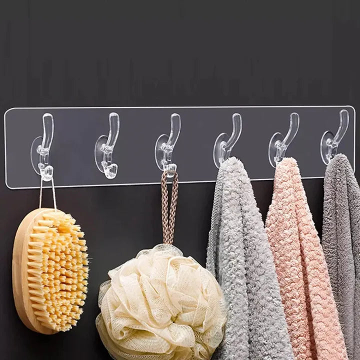 Self Adhesive Multi-Purpose 6 Transparent Hook Hanging Sticker Cosmia.pk
