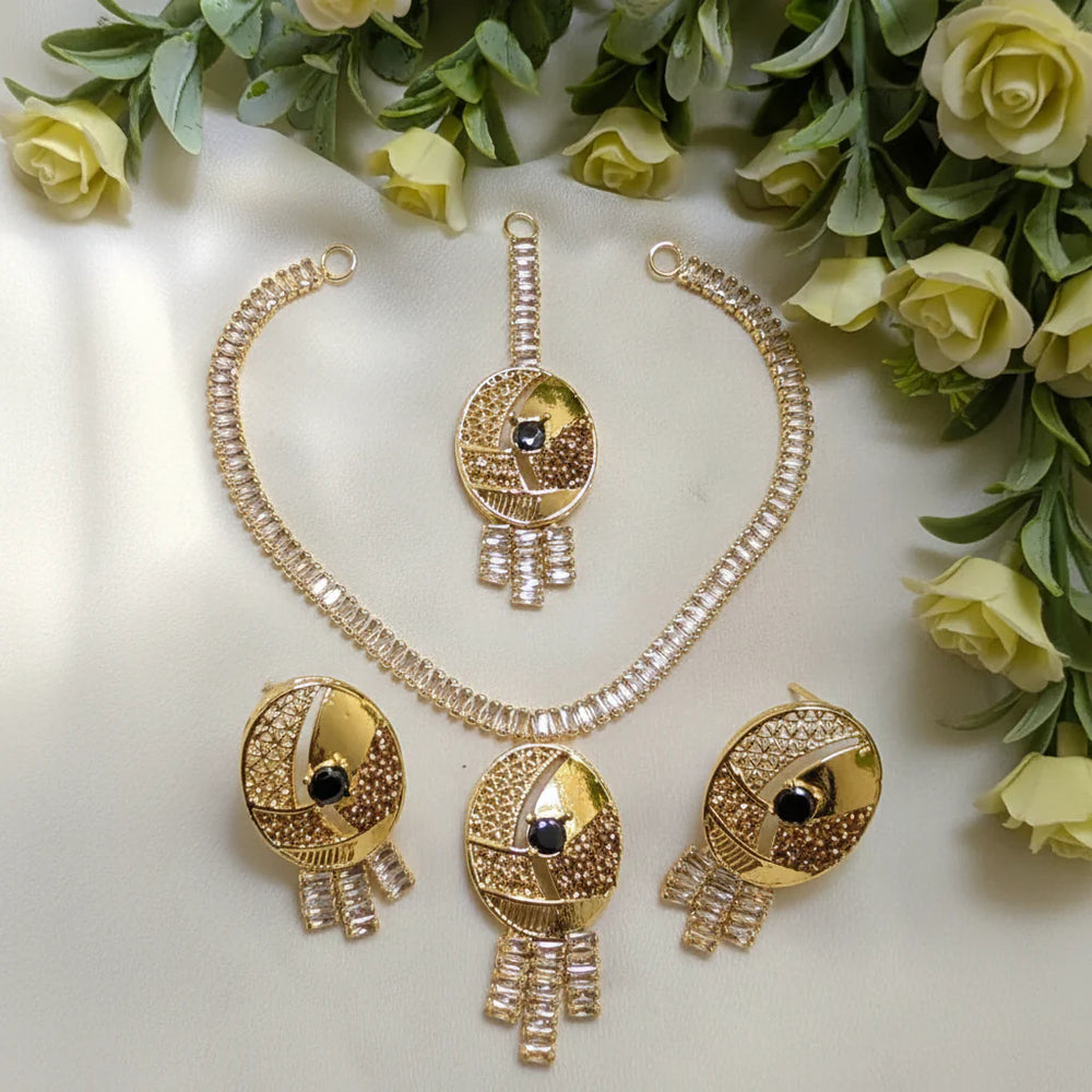 Zircon Oval Shape Necklace Set – Elegant AD Jewelry Cosmia
