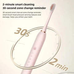 USB Rechargeable Ultrasonic Tooth Brush with 4 Brush Heads Cosmia.pk