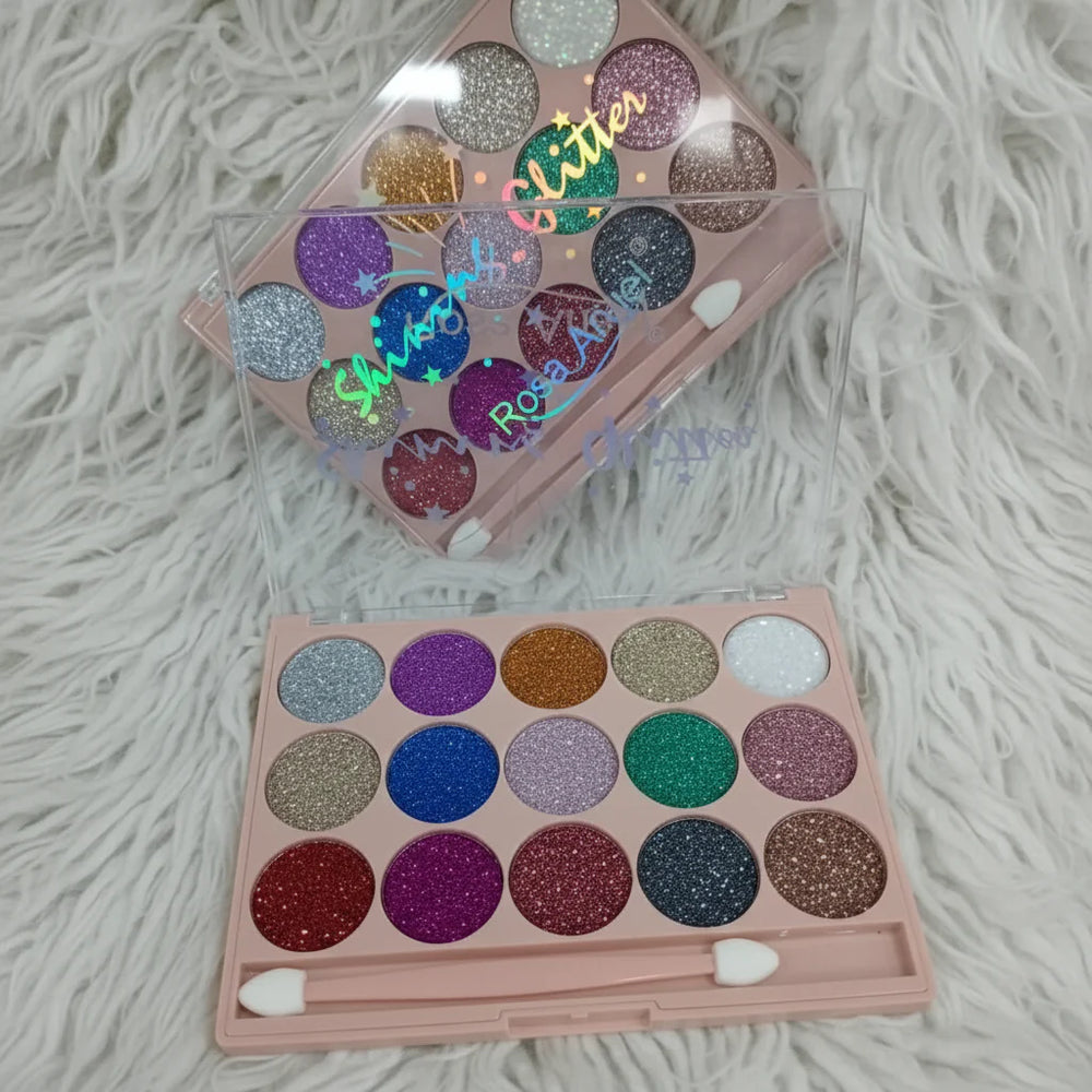 Rosa Angel Shinning Glitter Eyeshadow Palette - 15 Colors Rosa Angel