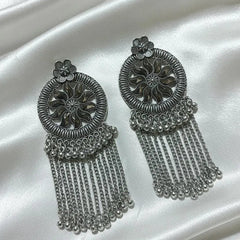 Floral Pattern Ethnic Design Oxidized Silver Jhumka Cosmia