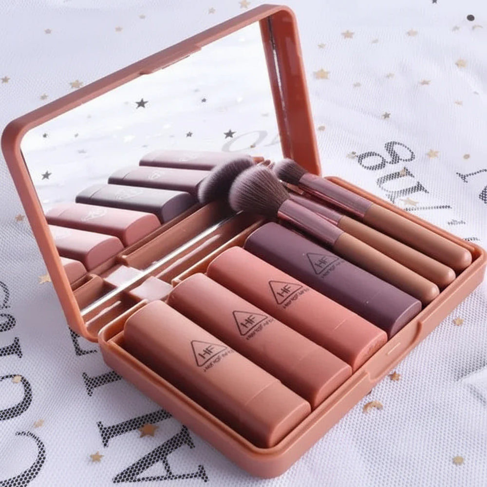 Heng Feng Matte Lipstick With Mirror - 6 Pcs Heng Fang