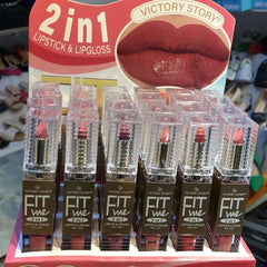 Victory story 2in1 lipstick plus matte gloss 6 Pcs Victory story
