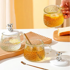 Cute Bear Hammered Glass Mug Cosmia.pk