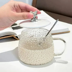 Cute Bear Hammered Glass Mug Cosmia.pk
