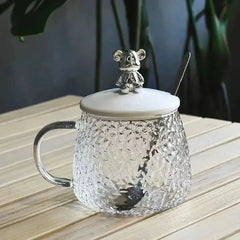 Cute Bear Hammered Glass Mug Cosmia.pk