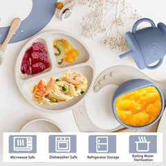 Anti-Slip Silicone Baby Feeding - 7 Piece Set Cosmia.pk